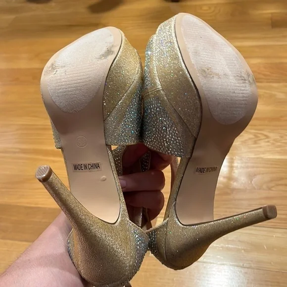 YOUR party shoes high heel with, rhinestones zip up backs size 8.5 . - Picture 9 of 10